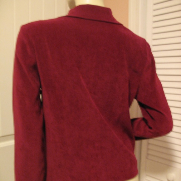 Vintage Y2K 90s Briggs Velour Blazer Jacket Red Maroon Preppy Academia Old Money - Picture 7 of 8